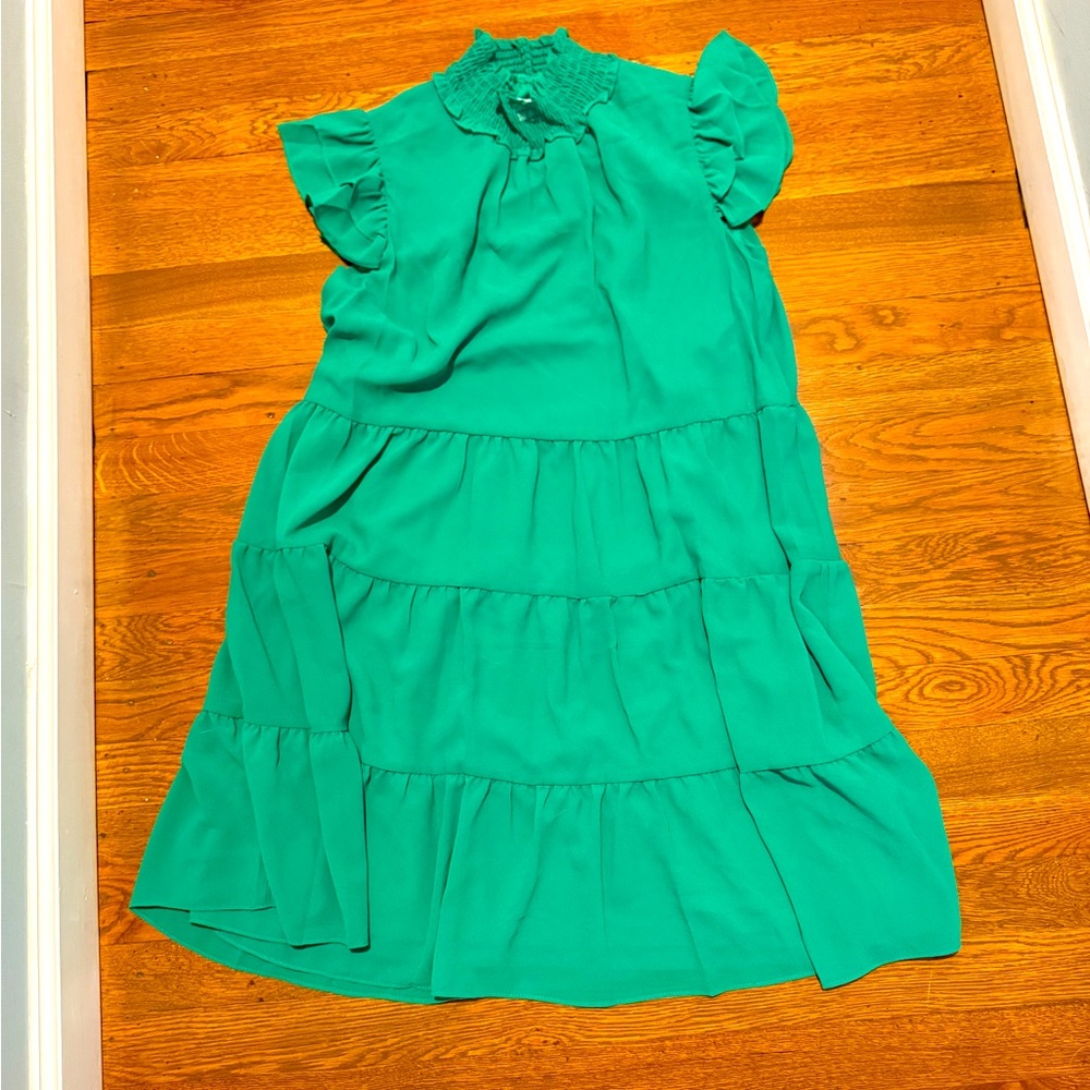 Green Ruffled  Dress